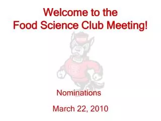 Welcome to the Food Science Club Meeting!