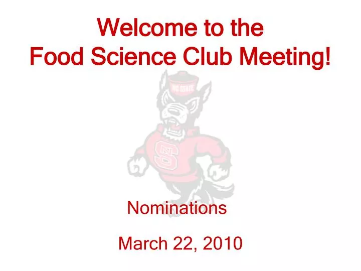 welcome to the food science club meeting
