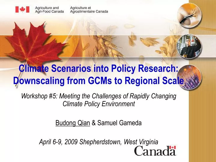 climate scenarios into policy research downscaling from gcms to regional scale