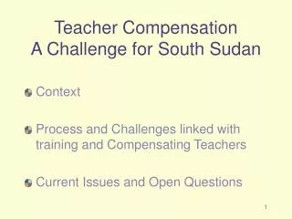 Teacher Compensation A Challenge for South Sudan