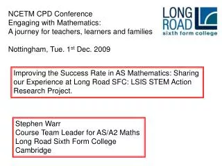 NCETM CPD Conference Engaging with Mathematics: A journey for teachers, learners and families