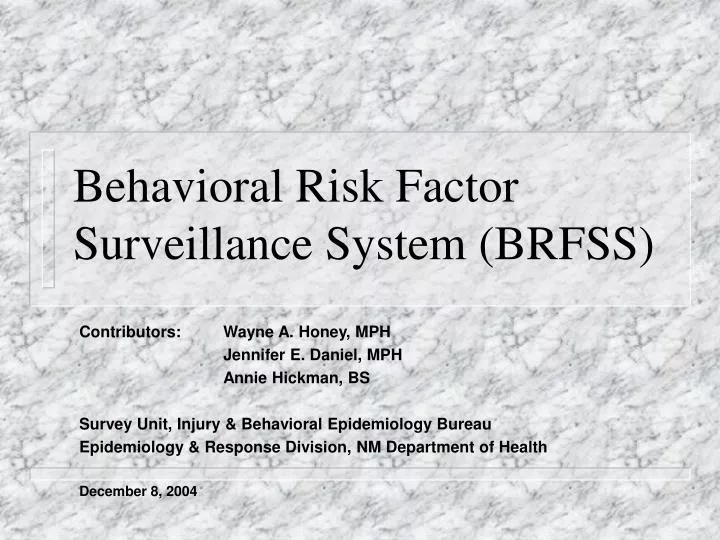 behavioral risk factor surveillance system brfss