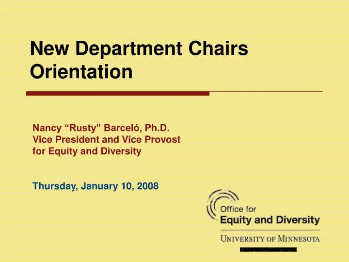 new department chairs orientation
