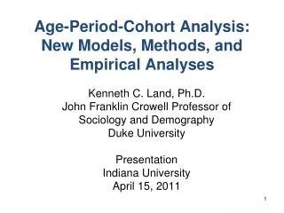 Age-Period-Cohort Analysis: New Models, Methods, and Empirical Analyses