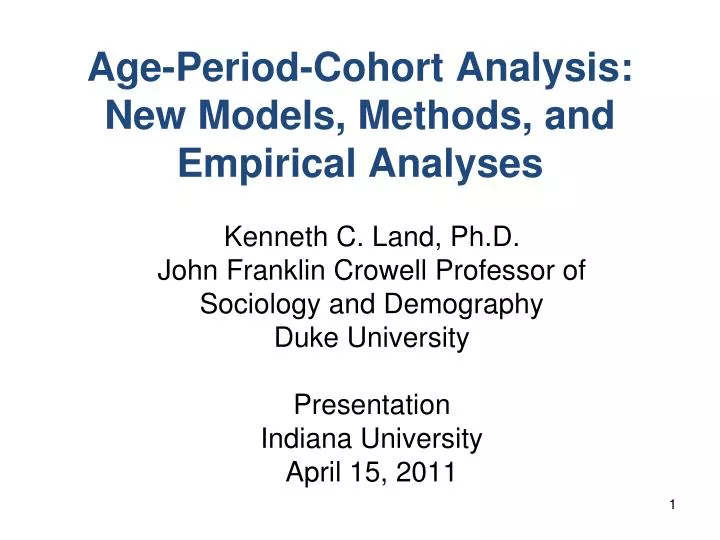 age period cohort analysis new models methods and empirical analyses