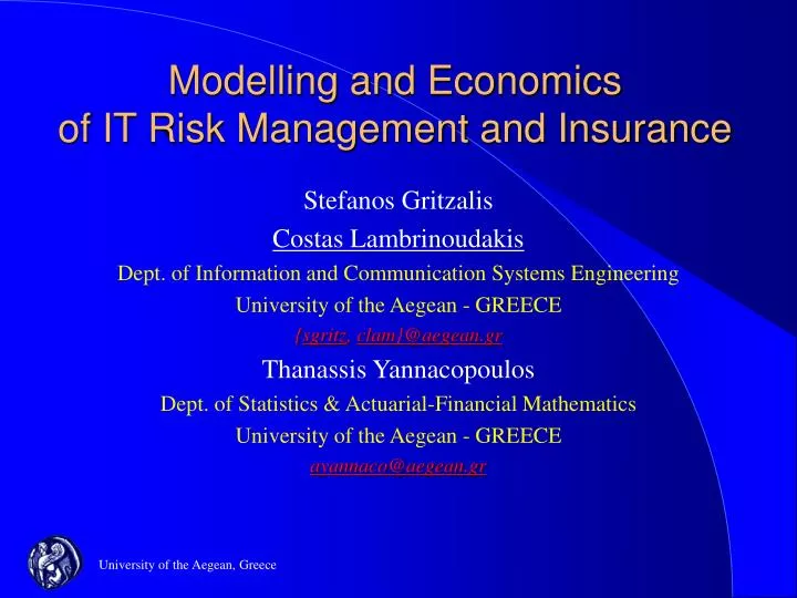 modelling and economics of it risk management and insurance