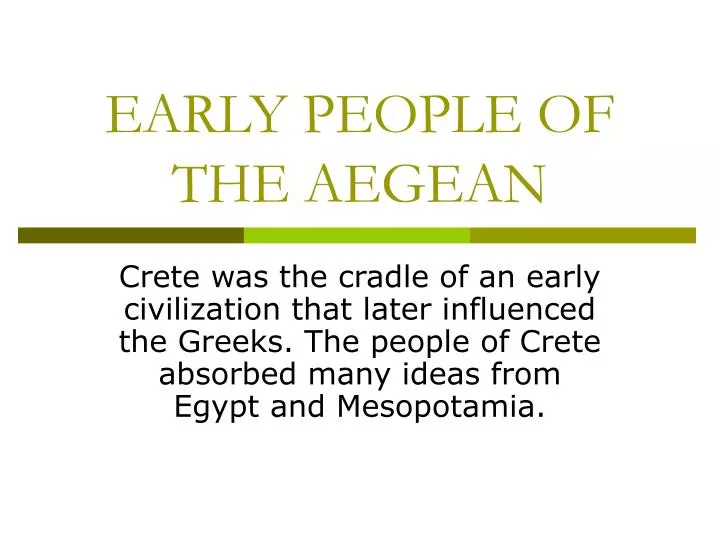 early people of the aegean
