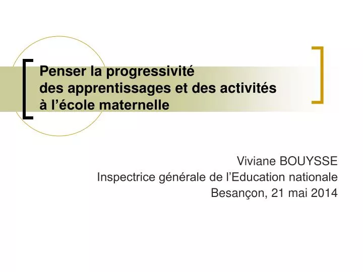 penser la progressivit des apprentissages et des activit s l cole maternelle