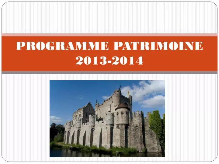 programme patrimoine 2013 2014