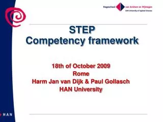 18th of October 2009 Rome Harm Jan van Dijk &amp; Paul Gollasch HAN University