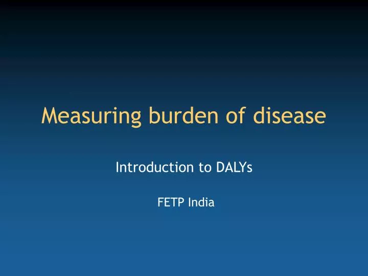 measuring burden of disease