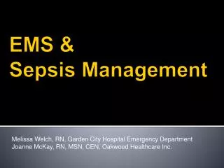 EMS &amp; Sepsis Management