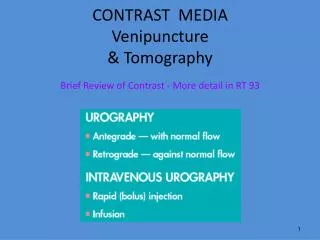 CONTRAST MEDIA Venipuncture &amp; Tomography