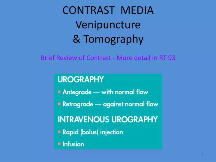 contrast media venipuncture tomography