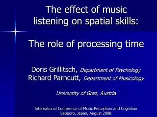 The effect of music listening on spatial skills: The role of processing time