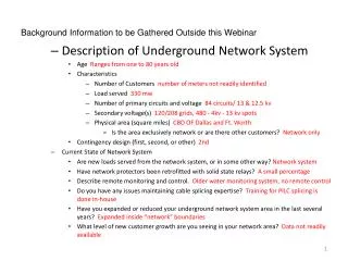 Background Information to be Gathered Outside this Webinar