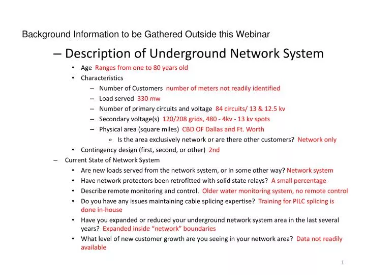 background information to be gathered outside this webinar