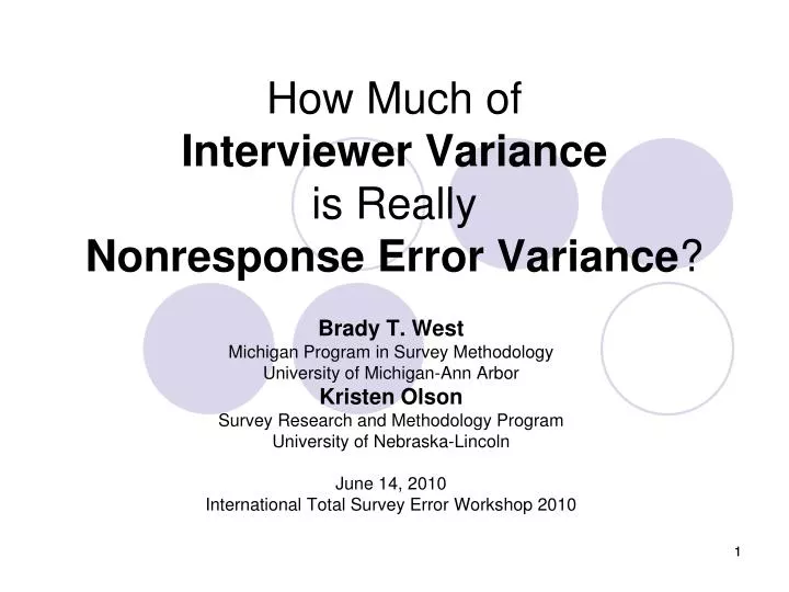 how much of interviewer variance is really nonresponse error variance