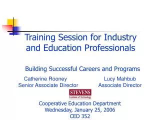 Training Session for Industry and Education Professionals