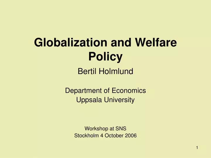 globalization and welfare policy