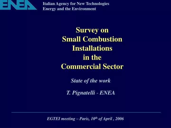 survey on small combustion installations in the commercial sector