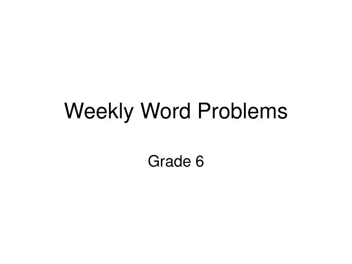 weekly word problems