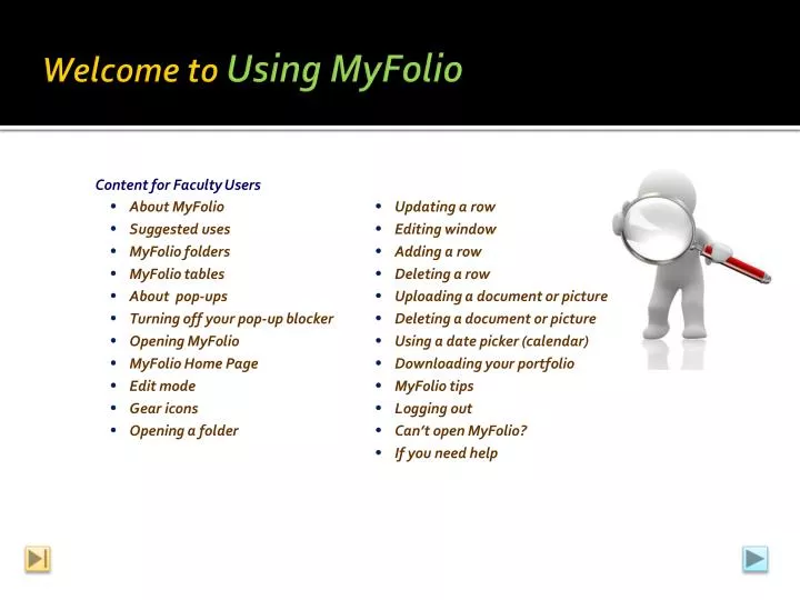 welcome to using myfolio