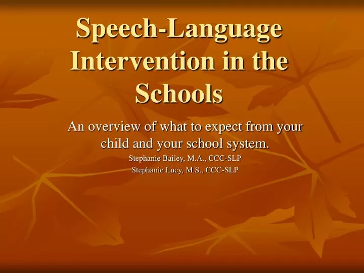 speech language intervention in the schools