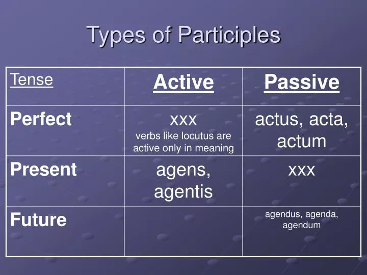 types of participles