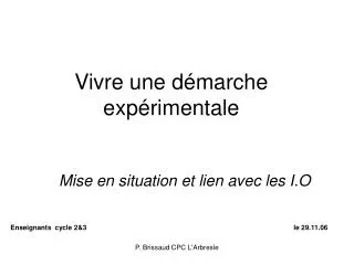 vivre une d marche exp rimentale