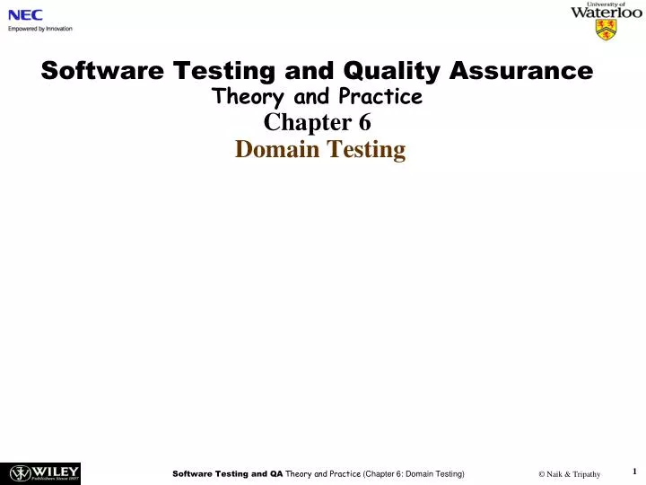 software testing and quality assurance theory and practice chapter 6 domain testing