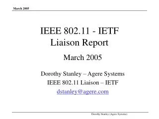 IEEE 802.11 - IETF Liaison Report