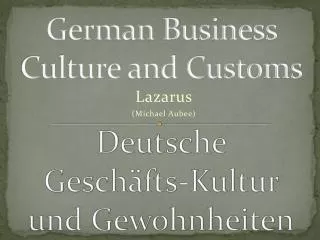 German Business Culture and Customs
