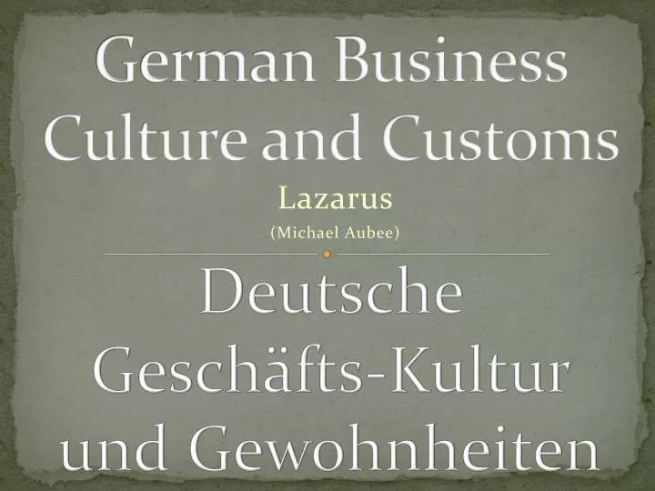 german business culture and customs