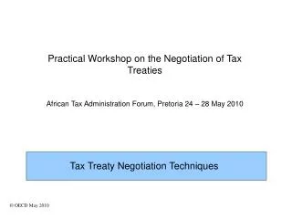 Practical Workshop on the Negotiation of Tax Treaties