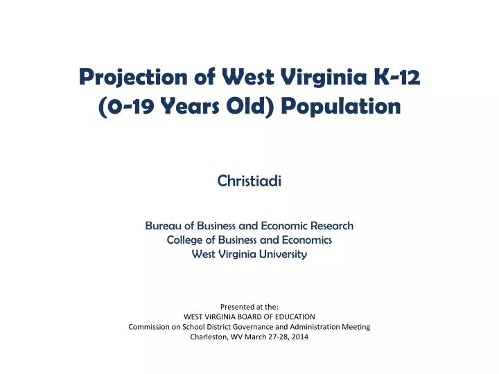 projection of west virginia k 12 0 19 years old population