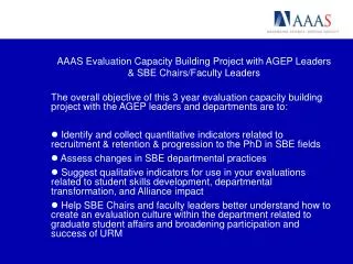 AAAS Evaluation Capacity Building Project with AGEP Leaders &amp; SBE Chairs/Faculty Leaders