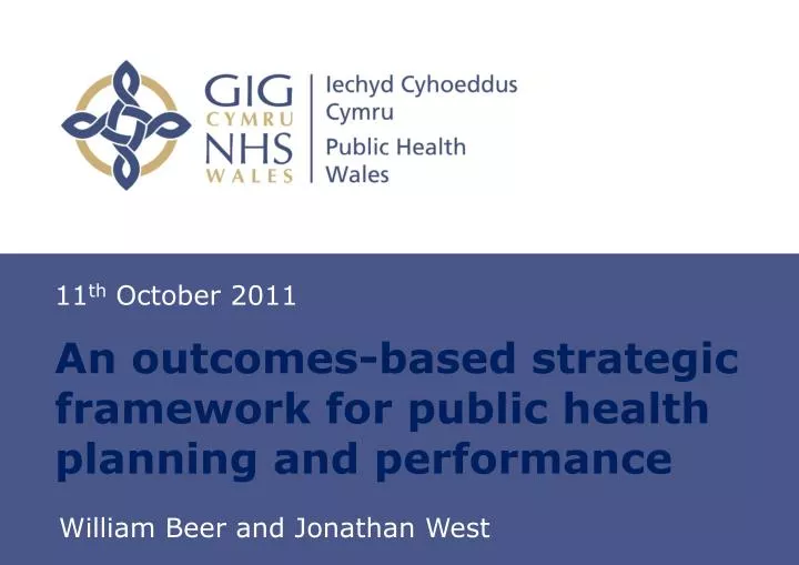 an outcomes based strategic framework for public health planning and performance