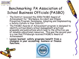 Benchmarking: PA Association of School Business Officials (PASBO)