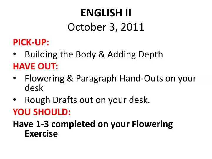 english ii october 3 2011