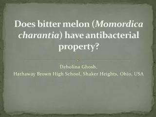 Does bitter melon ( Momordica charantia ) have antibacterial property?