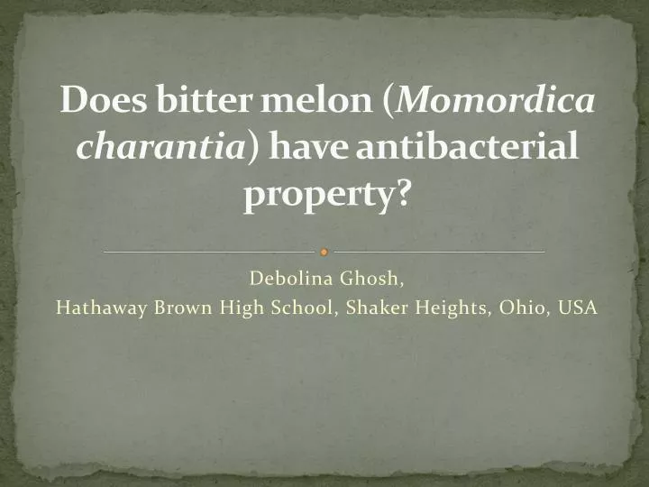 does bitter melon momordica charantia have antibacterial property
