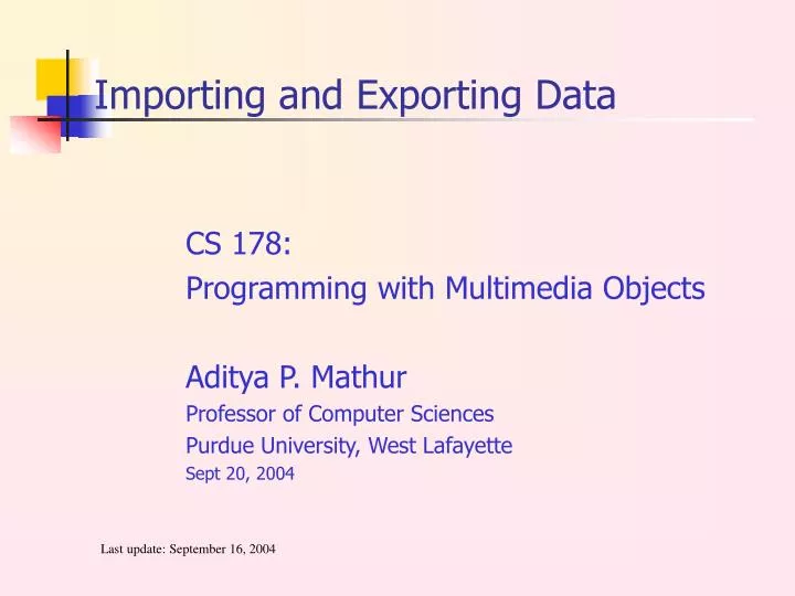 importing and exporting data