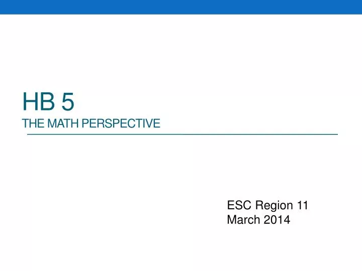 hb 5 the math perspective