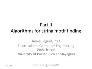 Part II Algorithms for string motif finding