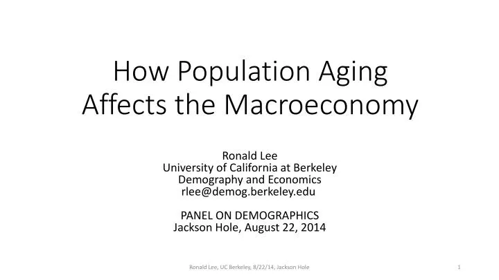 how population aging affects the macroeconomy