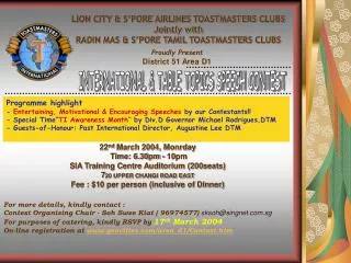 LION CITY &amp; S’PORE AIRLINES TOASTMASTERS CLUBS