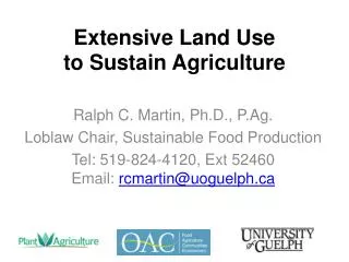 Extensive Land Use to Sustain Agriculture