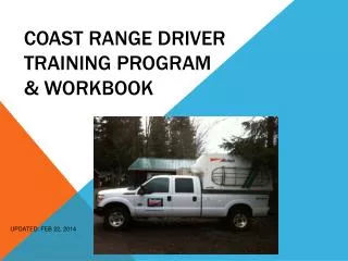 Coast Range DRIVER TRAINING PROGRAM &amp; WORKBOOK