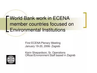 World Bank work in ECENA member countries focused on Environmental Institutions